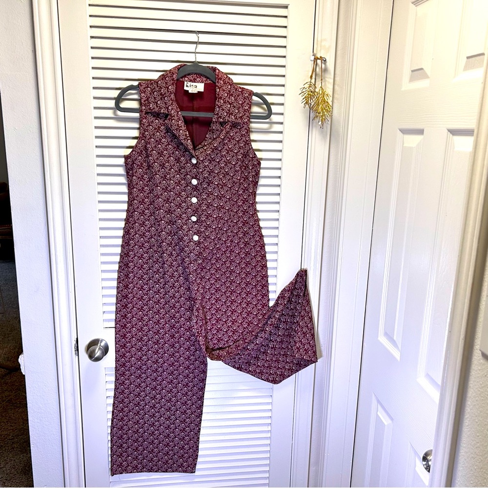 Vintage Brown/White Floral Lisa Peron Jumpsuit Small
